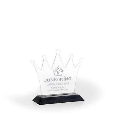 Crown Award with Black Wood Base, Medium - Engraved