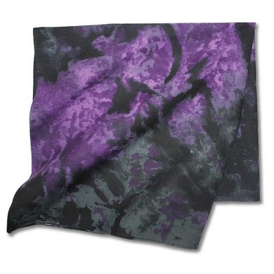 Amethyst Purple/ Black Tie Dye Bandanna 22"x22"