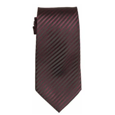 Stock Wine/ Black Striped Polyester Tie