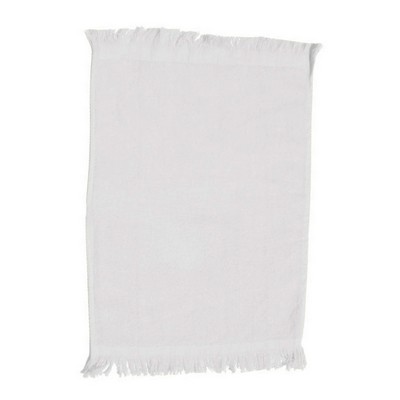 White Fringed Velour Fingertip Towel - Blank (11"x18")