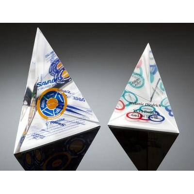 3 Sided Pyramid Paperweight (4 1/2")