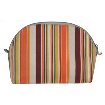 Striped/ Solid Color Half Moon Cosmetic Bag