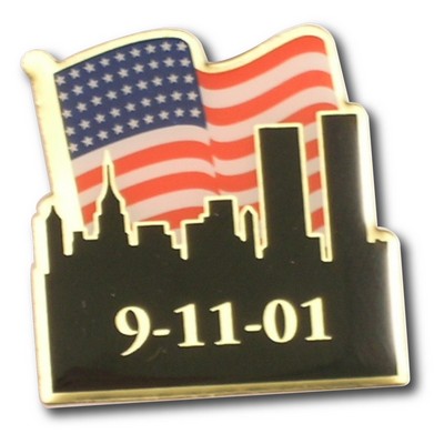 American Flag w/Skyline Lapel Pin