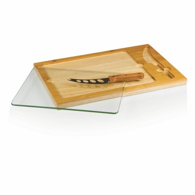 Icon Glass-Top Cutting/Cheese Board w/Removable Serving Tray