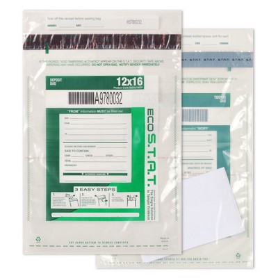 Eco Stat Cash, Evidence, Deposit, Security Bag w/Pocket (12" x 16")