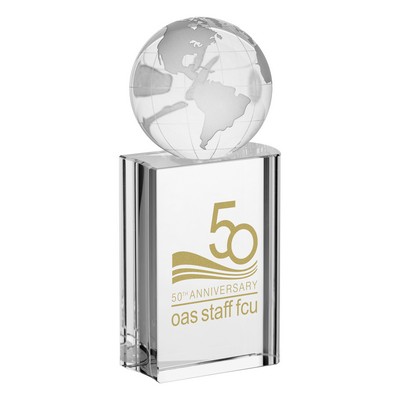 Award - Crystal Globe on Book shape crystal stand