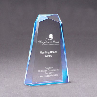 Acrylic Wedge Facet Award-Blue Ripple-5"x7"