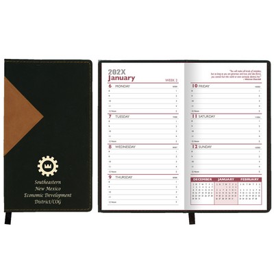 Keystone Series Soft Cover 2 Tone Vinyl Weekly Planner w/ Map / 2 Color