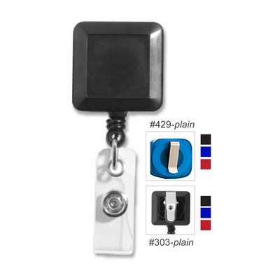 Square Retractable Badge Reel w/Sliding Belt Clip (Blank)