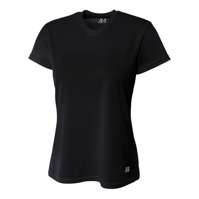 A4 Women's Birds Eye Mesh Short Sleeve Crew Tee