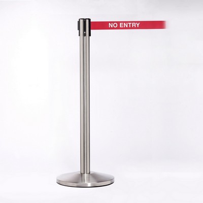 Stainless Pole W/ 11' Heavy Duty Belt/Lock W/ "No Entry" Message