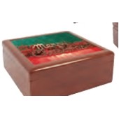 Jewelry Box w/ Sublimation Photo Tile Lid - Golden Oak (6"x6")