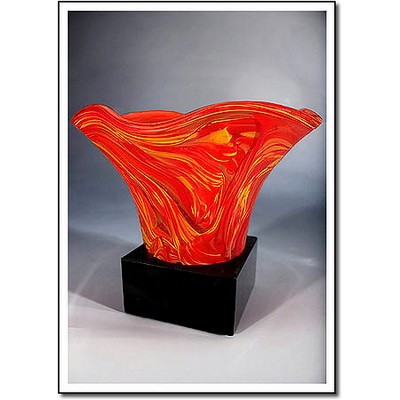 Montserrat Splash Art Glass Bowl w/ Marble Base (4"x8.25")