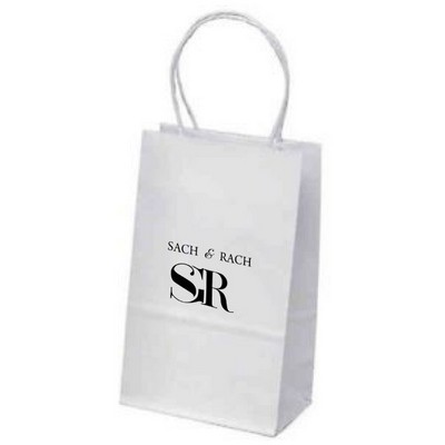 White Kraft Paper Shopping Bag 1C1S (5.5"x3.5"x8")