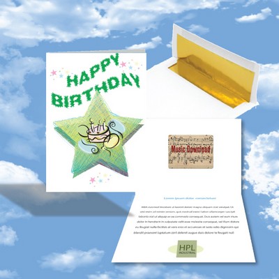 Cloud Nine Birthday Music Download Greeting Card w/ Happy Birthday Star