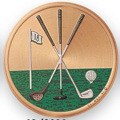 2" Golf Embossed Litho Printed Medallion Insert Disc