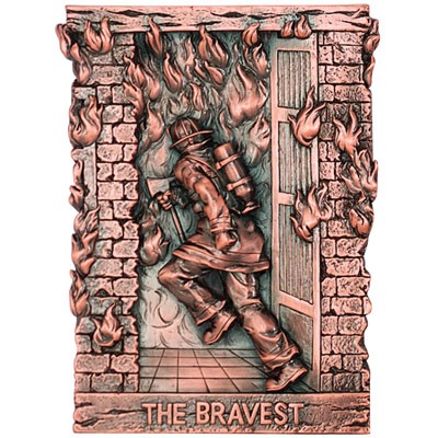 Antique Finish The Bravest Fireman Plaque Mount (5 3/4")