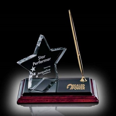 Star on Rosewood Pen Set - Gold