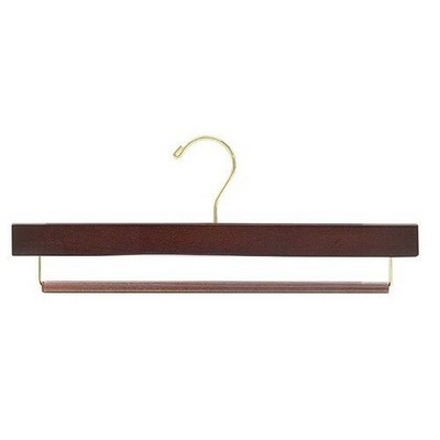 Walnut & Brass Wooden Pant Hanger w/Non-Slip Bar