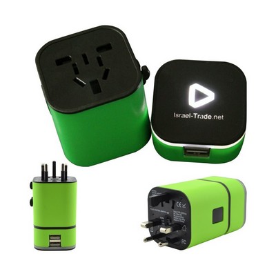 International Universal Travel Adapter with Light Up Logo