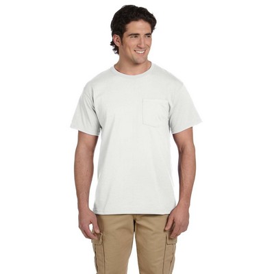 Medium Weight White Poly-Cotton Pocket Tee