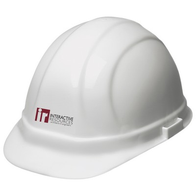 White hard hat, six point ratchet suspension