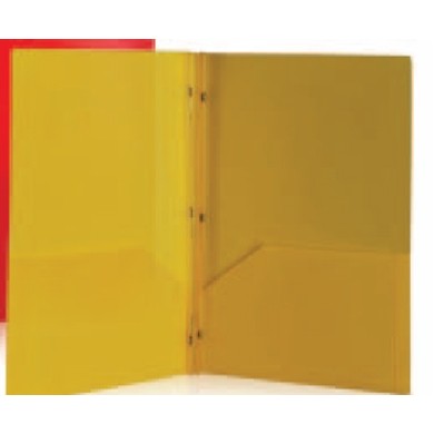 Yellow 2 Pocket Port Folder w/3 Hole Prongs