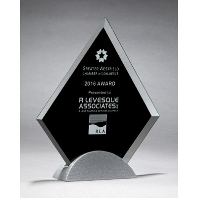 Diamond Series Glass Award with Silver Metal Base (8"x9")