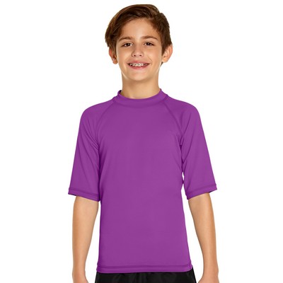 Youth Short Sleeve Rash Guard - Purple