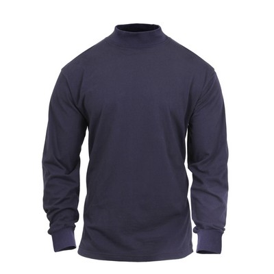 Midnight Navy Blue - Mock Turtleneck Shirt (S-XL)