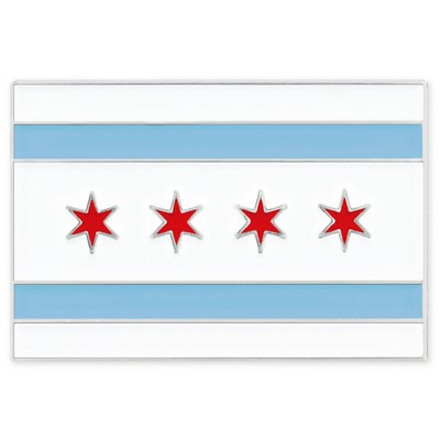 Rectangle Chicago Flag Pin