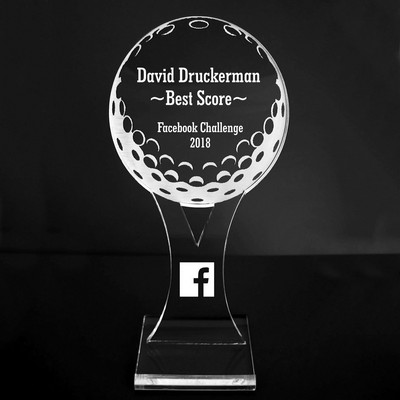 VALUE LINE! Acrylic Engraved Award - 6" Golf Ball and Tee - Platform Base