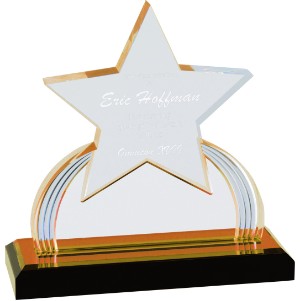 Starburst Acrylic Award, Gold, 7 1/4"H