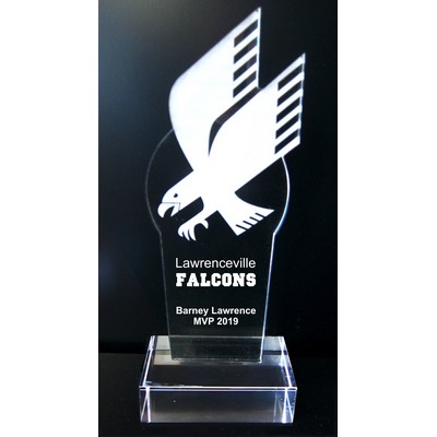 EXCLUSIVE! Acrylic and Crystal Engraved Award - 9-1/2" Tall - Falcon