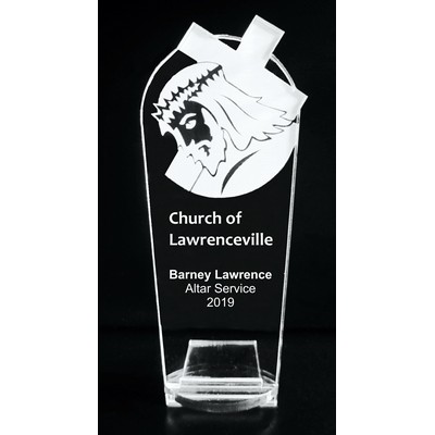 VALUE LINE! Acrylic Engraved Award - 8" Tall - Jesus with Cross