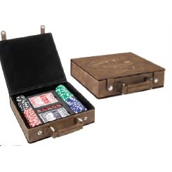 100 Piece Poker Chip Set, Rustic Faux Leather Box