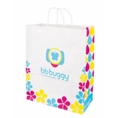 White Kraft Paper Shopping Bag (16"x6"x19")