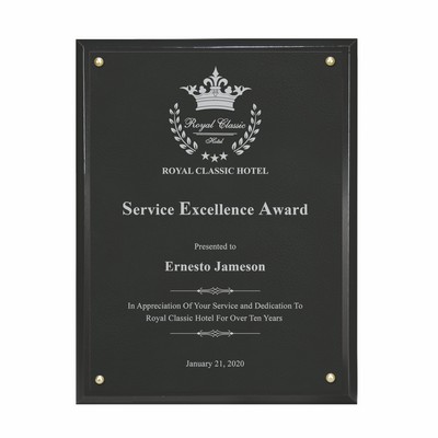 Classic Leatherette on Black Plaque - Black/Silver