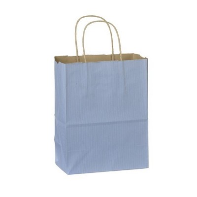 Tinted Natural Kraft Paper Cub Shopping Bag w/Varnish Stripe (8"x4½"x10½")