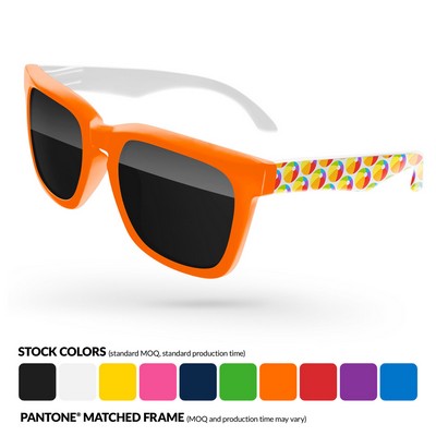 2-Tone Promotional Bold Sunglasses w/ Arms Heat Transfer