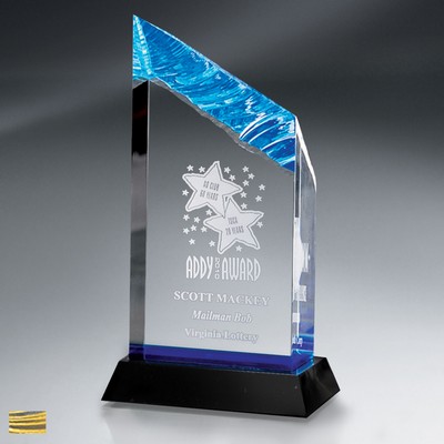 Medium Blue Chisel Carve Tower Award on Base