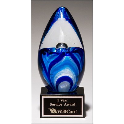 Art Glass Egg Award w/Black Glass Base