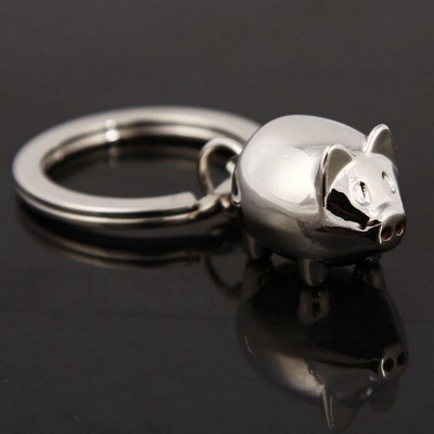 Silver Piggy Keychain