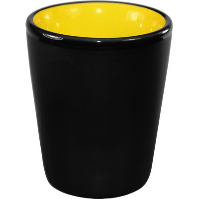 1.5 Oz. Hilo Shot Glass - Black Matte Out/Glossy Yellow In