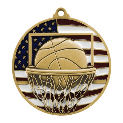 2.75" Patriotic Basketball Medal