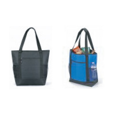 Deluxe 600Denier Zippered Insulated Cooler Tote with Zipper Front Pocket & Mesh Side Pockets