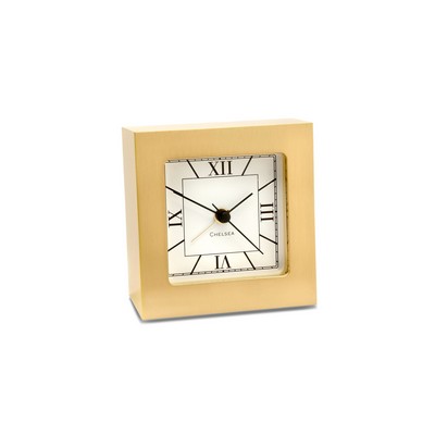 Chelsea Clock Square Alarm Clock, Brass