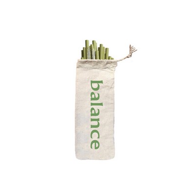 Green Bamboo Drinking Straw Bag 12- Reusable & Organic