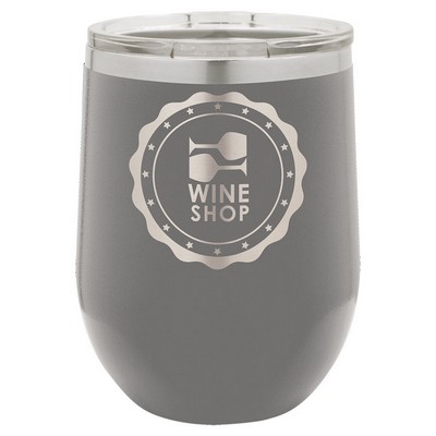 12 Oz. Stainless Steel Wine Tumbler - Dark Gray