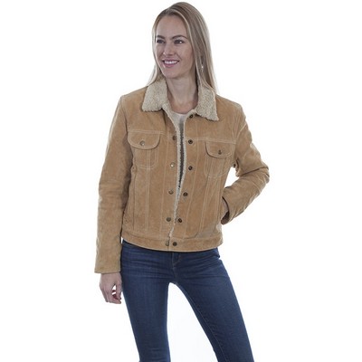 Ladies' Faux Shearling Suede Jean Jacket